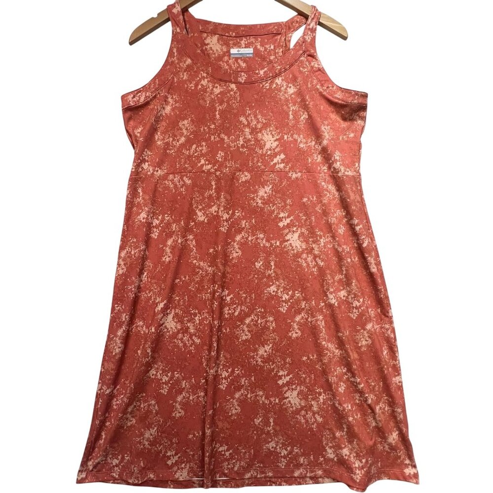 Columbia Women's Sleeveless Cold Bay Tank Dress Stretch Size XL Rusty Printed